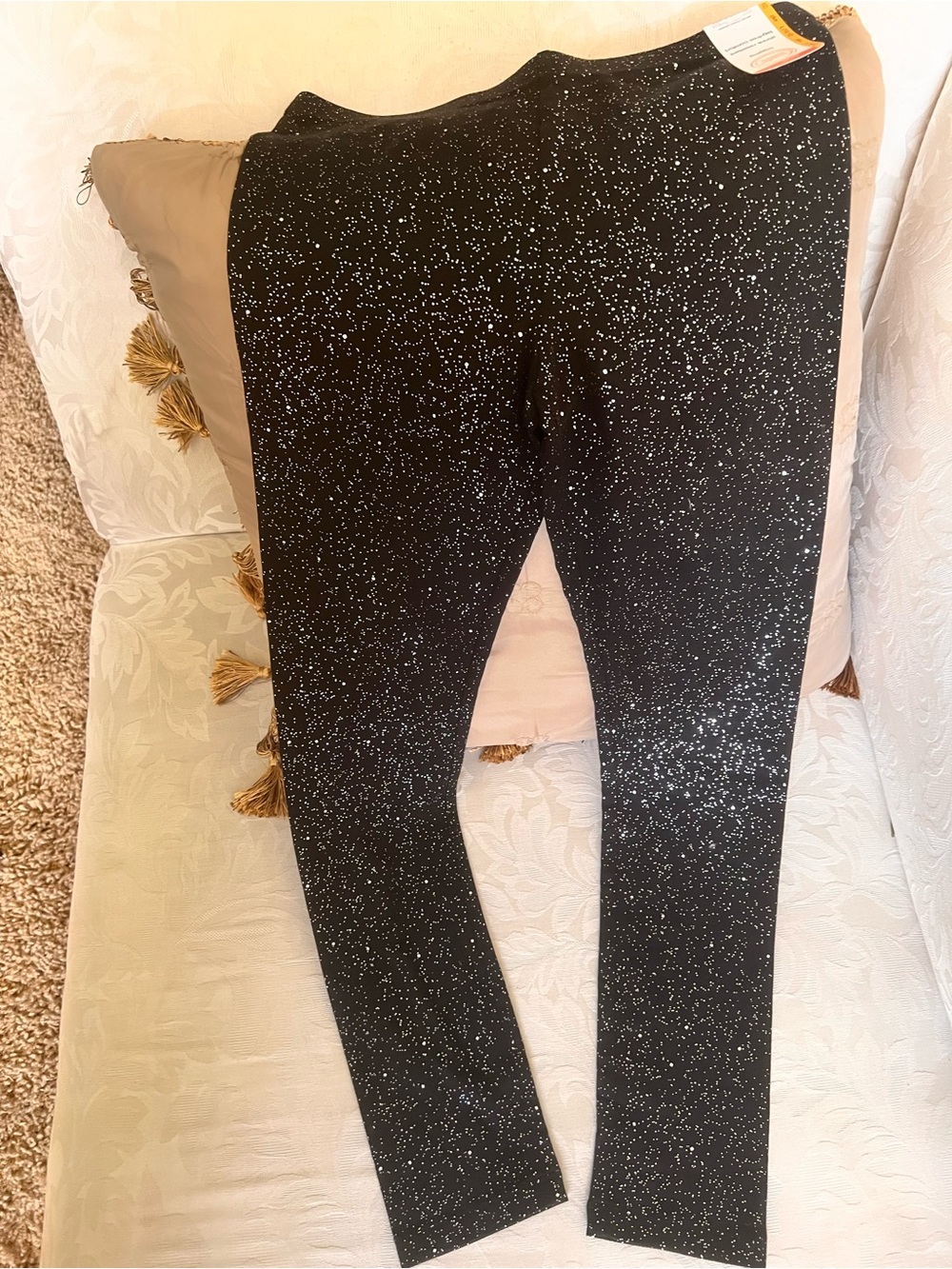 Black Glitter Leggings Big Girls 10-12 plus
